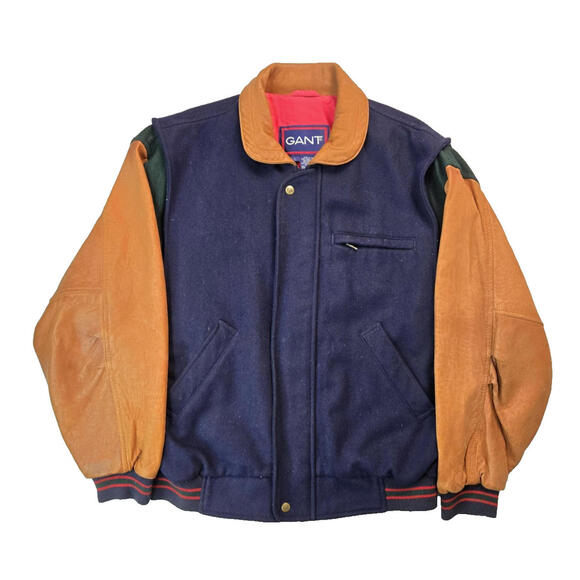 Gant Other - GANT Vintage 90s Multicolor Leather Wool Varsity Letterman Bomber Jacket Mens XL